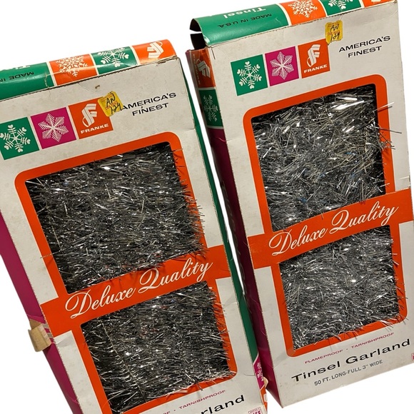 Vintage Frankie Silver Tinsel Garland 50ft Long x 3" Wide 2 Boxes - Picture 2 of 8
